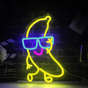 USB Powered Banana Design Neon Sign, LED Light Up Sign, Dimmable Neon Light, Neon Accent Lights, Novelty Lighting for Home Bedroom Living Room Wall Decor