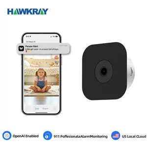 Hawkray 4MP W5 Window Camera 2.4GHz WiFi Indoor Security Camera with Al Color Night Vision, Person & Motion Detection, 24/7 Recording, Easy Install, US Local Storage