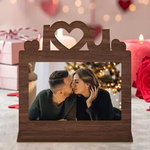 1pc Wooden Photo Frame, Perfect for Couples, Anniversary Gifts & Valentine'S Day Gift, Home Decor, Rustic Wedding Decorations