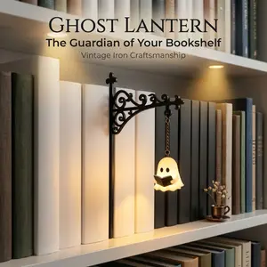 Ghost LanternThe Guardian of Your Bookshelf Vintage Iron Craftsmanship,Cute Library Lantern Mini Bookshelf Lamp for Book Nook Decorate,Accent For Reading Corners, Shelves, Home Office And Book Lovers