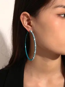 Minimalist Rhinestone Decorated Large Size Hoop Earrings, Fashionable Chic Exaggerated Earrings for Women, Classic Fashion Accessories for Daily Wear, Statement Earrings