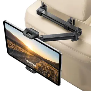 Lamicall Car Headrest Tablet Holder - [Foldable Clip] [Lockable] Tablet Mount for Car Backseat, Car Accessories for Kids, for iPad Pro, Air, Mini, Galaxy Tab, Fire HD, 5.4-13" Tablets and Phones