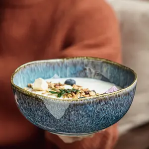 Vintage Luxury Ceramic Fruit Bowl Tableware, 6.5 Inch Irregular Spotted Glaze Design, Durable, Perfect for Daily Use & Formal Occasions, Elegant Gift Idea