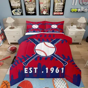 Baseball Comforter Set,Baseball City Duvet Insert for Boys Girls Teens,(Texas)