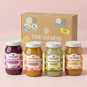 True Sea Moss Gel – 4-Pack Bright Variety Bundle: Mango-Pineapple, Soursop, Elderberry & Peach-Pear – Rich in Essential Minerals & Vitamins – Supports Overall Vitality