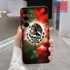 Cool Eagle Gradual Pattern Straight Edge Phone Case Compatible with Galaxy S23 Ultra S24 Plus S25 S22+ Shockproof Non Slip Military-Grade Protection Liquid Silicone Cover Smartphone Casing