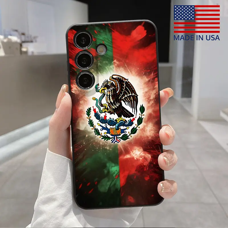 Cool Eagle Gradual Pattern Straight Edge Phone Case Compatible with Galaxy S23 Ultra S24 Plus S25 S22+ Shockproof Non Slip Military-Grade Protection Liquid Silicone Cover Smartphone Casing