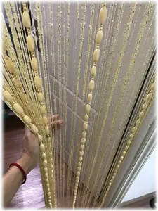 Door String Curtain Flat Silver Ribbon Thread with Shaggy Tassel Room Divider, 39’’x79’’ Interior Decoration Accessories