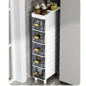 Optional multifunctional ultra-thin storage cabinet with drawers - versatile storage cabinet for bathroom gaps, 3/4/5/6 tiers, kitchen and refrigerator spaces, bathroom and kitchen shelving