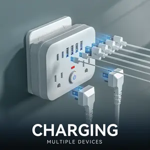 Mini Portable Surge Protector Power Strip, 8-in-1 Multi-Function with 2 Outlets, 4 USB Ports, and 2 USB-C Slots, UL Certified, Overload Protection and Switch, US Standard Wall Socket, Suitable for Home, Travel, Office, Black and White