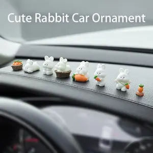 Cute Cartoon Rabbit Car Decor Set of 8, Heat Resistant Sunproof, Non-Toxic Adhesive, Perfect for All Cars, Adds Fun to Interior