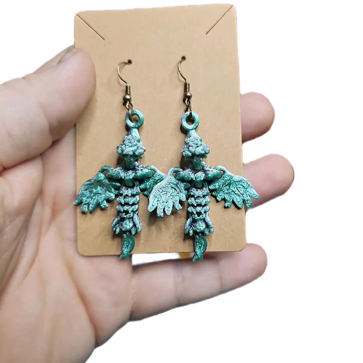 3d printed articulated dragon earrings