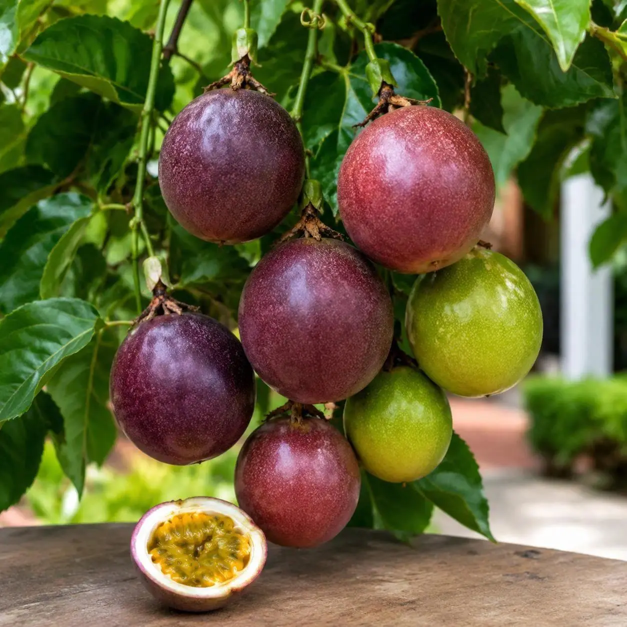 Purple Passion Fruit Seeds (50 Seeds), Fast-Growing Climbing Perennial Vine for Home Garden Backyard Landscaping, Tropical Aromatic Fruits for Backyard Trellis & Balcony Planters, Fragrant Accent
