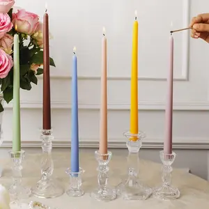 Boxed Set of 4 Colorful Candles 30cm Long, European Branch Design Scentless Candlesticks, No Smoke, Ideal for 12 Inch Table Ambiance