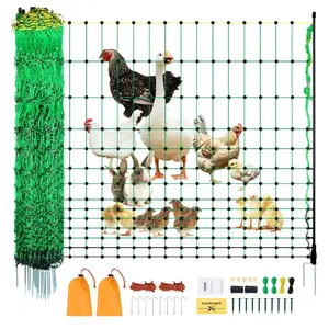 VEVOR Electric Fence Netting, 48 Hx 168' L, PE Net Fencing Kit with Posts Double-Spiked Stakes, Utility Portable Mesh for Chickens, Ducks, Geese, Rabbits, Used in Backyards, Farms, and RanchesVEVOR Super Brand Day