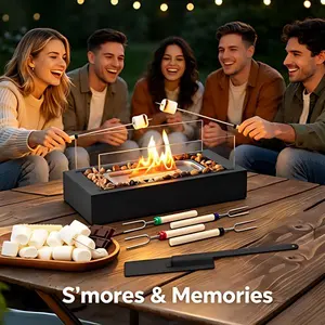 Aesthetic Mini Tabletop Fireplace Portable Ethanol Fire Pit for Cozy Nights Indoor Outdoor Use Great for Roasting Marshmallows & Gatherings USB Cabinet Lights Under Rechargeable