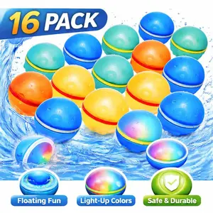 Reusable Magnetic Water Balloons 16 Pack – Silicone Self-Sealing Water Balls for Group Water Fights, Quick Fill Splash Toys, Eco-Friendly Pool & Beach Party Toys for Kids & Adults