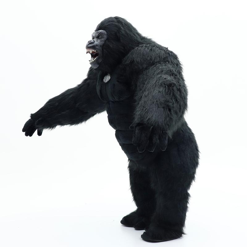 2.6m Black Giant Gorilla Mascot Inflatable Costume Plush Jumpsuit Halloween Adult Fit for 170-195 cm Height Cosplay Party Carnival Dress Up Suit w/Battery Menswear Clothes Outfit Bestie
