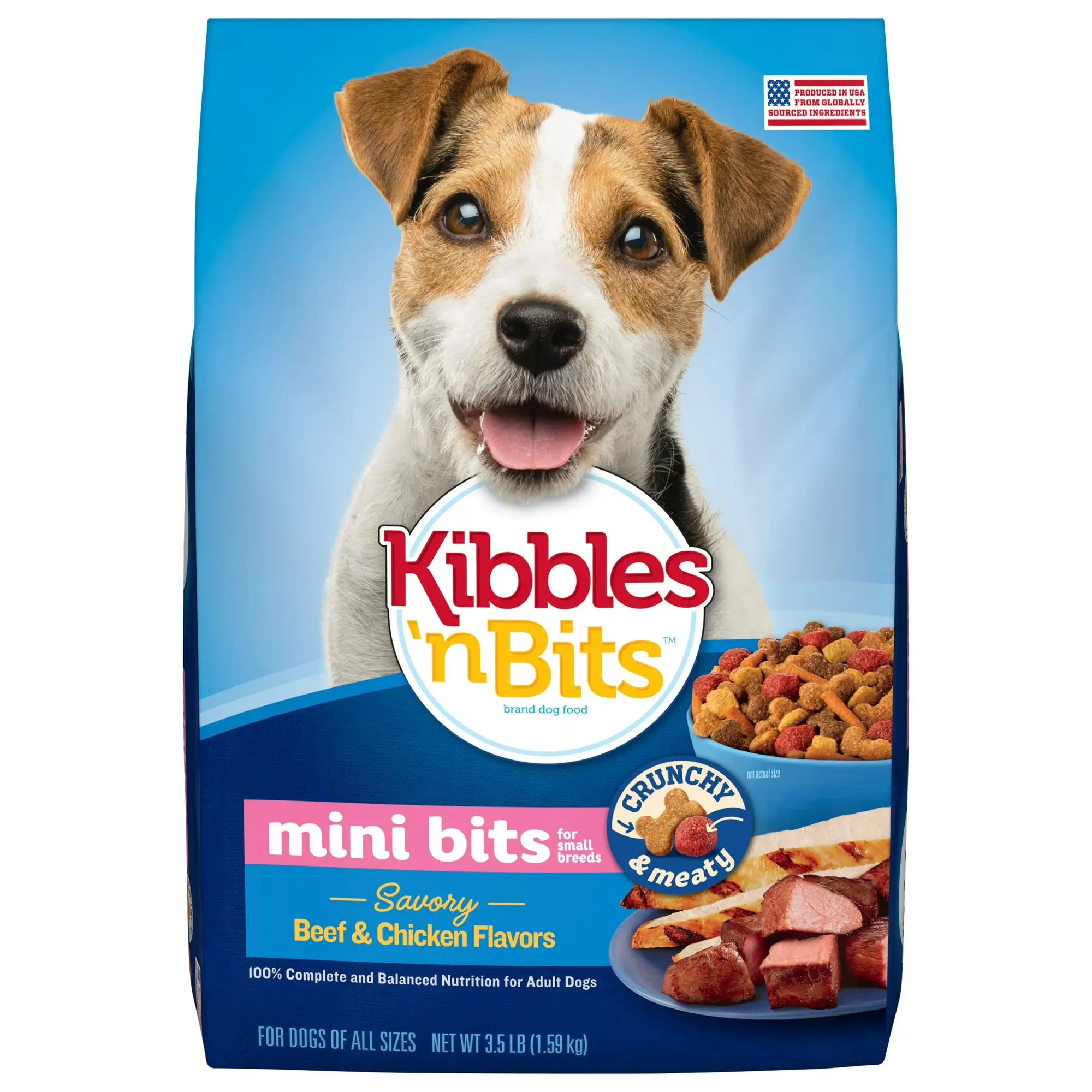 Kibbles ‘n Bits Mini Bits Small Breed Dry Dog Food Savory Beef & Chicken Flavors, 16 lb. Bag