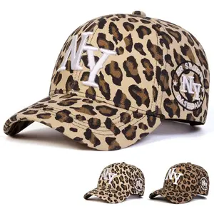 Unisex Letter Embroidery Leopard Print Baseball Caps Spring Autumn Outdoor Sunscreen Hat Adjustable Casual Trucker Hats