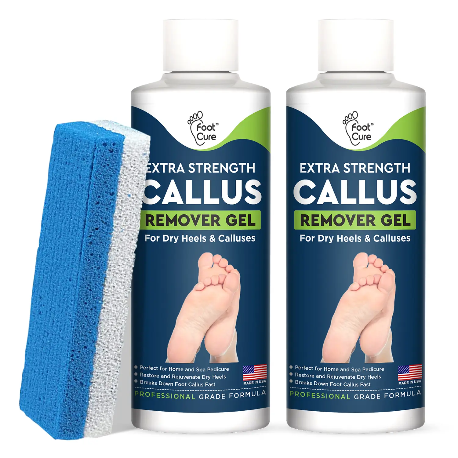 Foot Cure Callus Remover Gel & Pumice Stone Set – Removes Hard Skin & Dead Cells – Foot Care for Men & Women Exfoliate Gentle