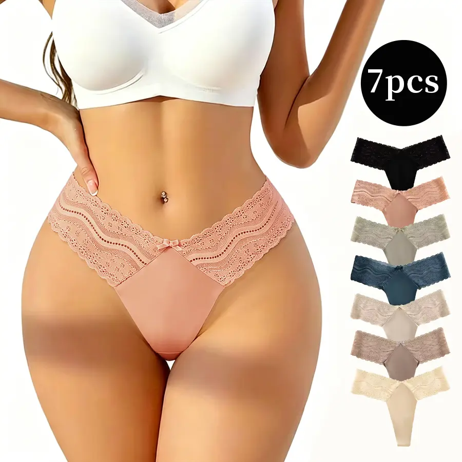 21 PCS For Women Plain Fashion HighQuality New summerproducts BasicComfort Comfortable CottonLingerieWomenswear Bikini Frill innerwearStyie StretchComfort Basic PlainCotton Spandex Women'sMinimalistMulticolor panty softThongs T-Back innersy cotton bikini