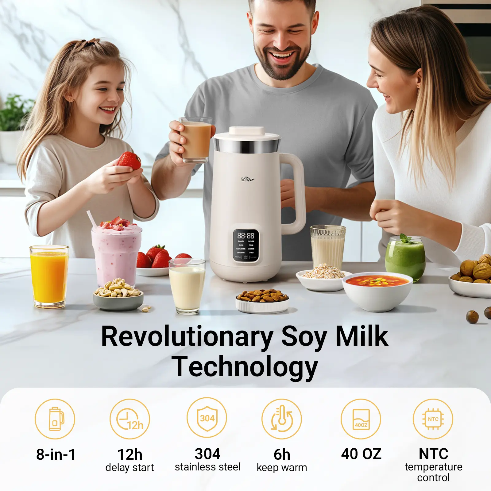 【milk様 】alo ３点セット Bear 8 in 1 Nut Milk Maker Machine, 40oz/1.2L Soy Milk Maker with Self