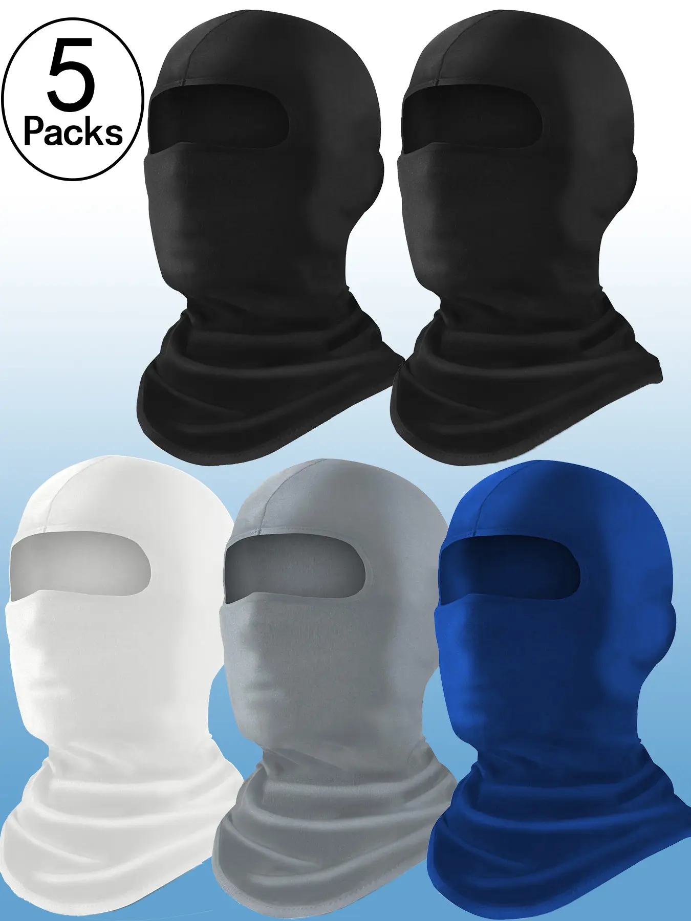 5 Pcs Ski Mask Cover Balaclava, Full Face Mask for Men & Women, UV Windproof Protection, Ideal for Outdoor Sports