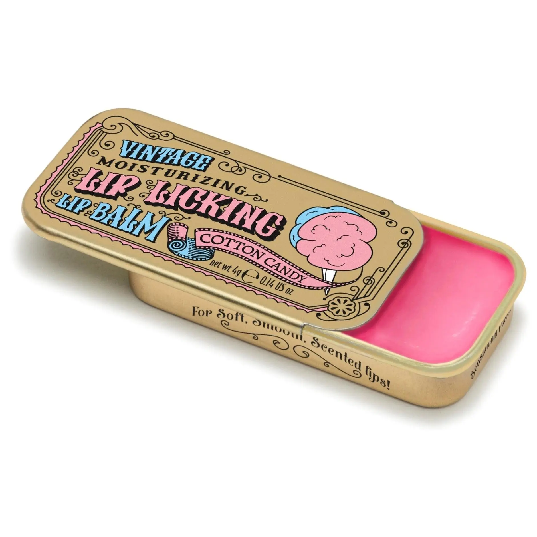 Tinte Cosmetics Cotton Candy Tinted Lip Balm with Organic Shea Butter - Scented, Moisturizing & Gluten-Free Formula for Smooth, Silky Lips in Vintage Slider Tin, 0.23 oz