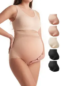 【Mother's Day Gift】Momcozy #Summervibes Women's Maternity High Waist Underwear Pregnancy Seamless Soft Belly Support Panties Over Bump 3 Pack - 5 Pack tiktok shop maternity  undies