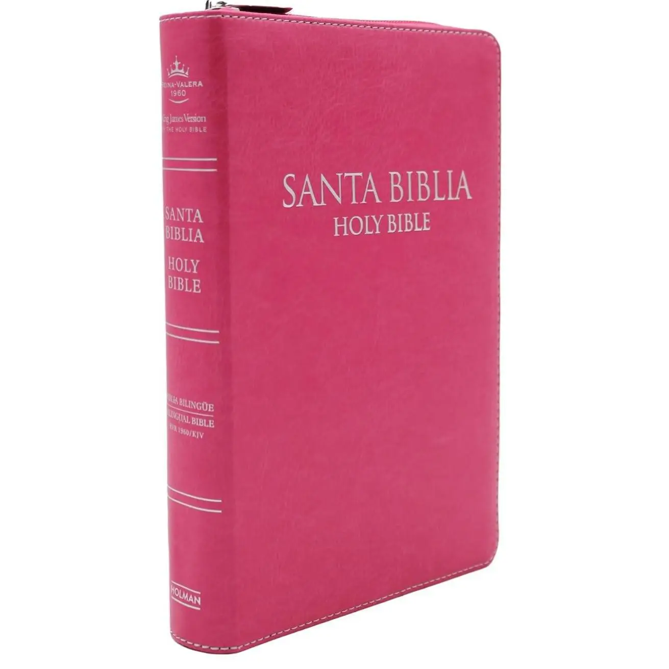 Biblia Bilingüe para Mujeres con Cierre Reina-Valera 1960 con King James Version KJV, imitación piel, fucsia con indice y zipper/ Bilingual Bible with zipper and index