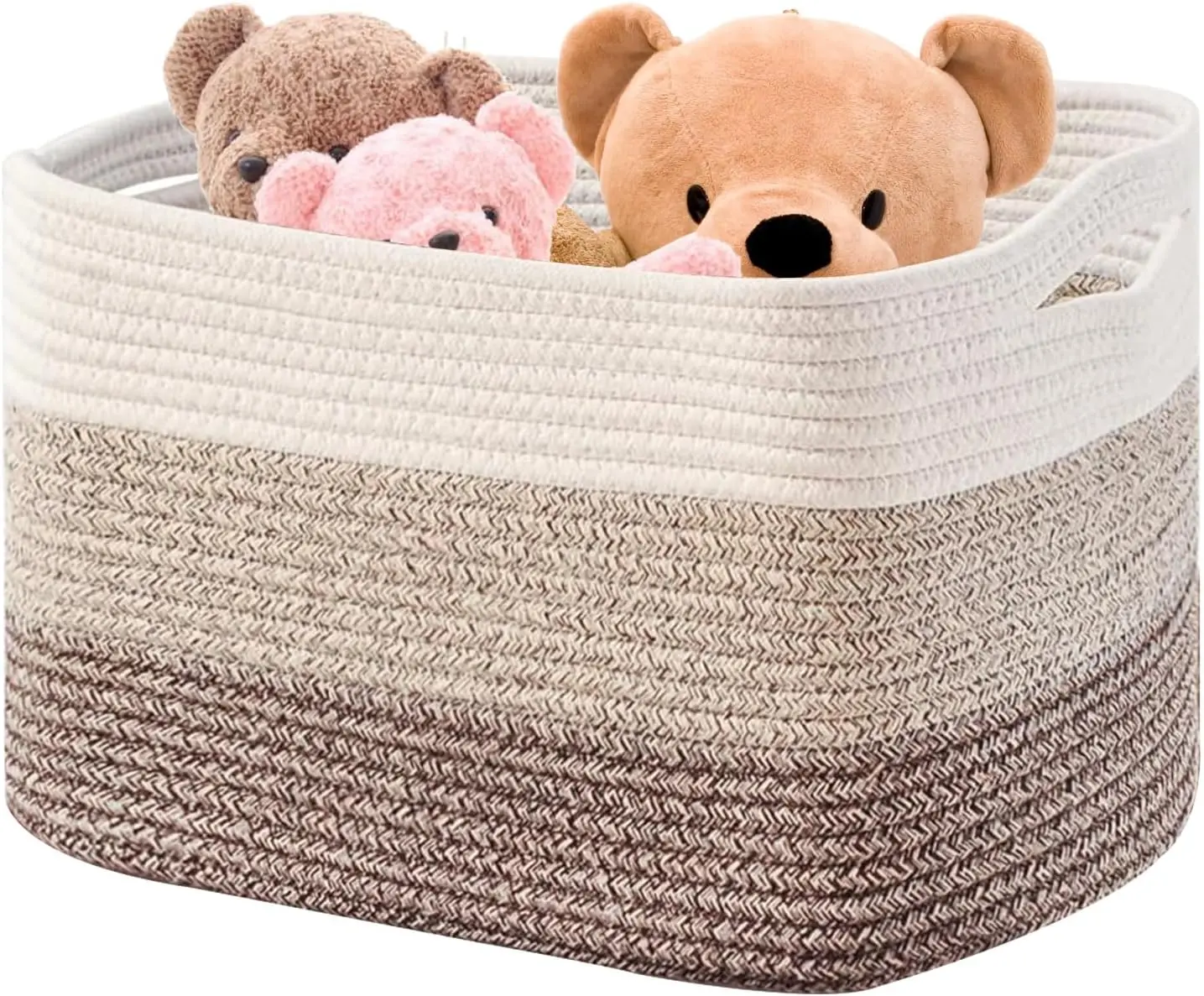 61L Large Cotton Rope Woven Blanket Basket, Light Brown | 24″×13″×12.2″ Rectangular Storage Basket for Living Room, Bedroom & Nursery, Organize Blankets, Pillows, Toys and Clothes