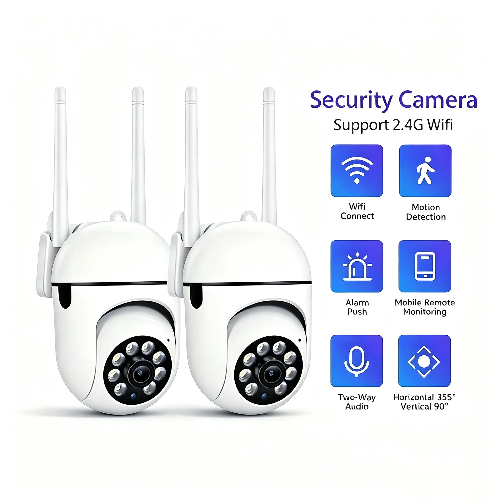 Indoor Security Camera for Pet & Nursery, camera security 1080P HD 360° Full View, Color Night Vision, AI Motion Detection, 2-Way Audio, 2.4G WiFi Plug-in Wall Mount, Easy Installation for Home Safety