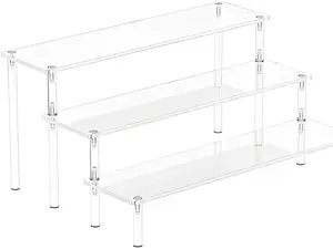 3-Tier Acrylic Display Stand – Transparent Ladder Organizer for Jewelry, Perfume, Cosmetics & Cake, Multi-Use Home Storage 🇺🇸 Fast Ship