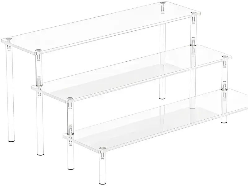 3-Tier Transparent Acrylic Display Shelf - 11.8" H x 9.8" W x 5.9" D Space-Saving Ladder Rack, Perfume/Cologne Vanity Stand, Mom-Focused Home Organizer with Care Instructions, Tool-Free Assembly, Cleaning-Friendly Decor Gift, Fast Shipping, Moms
