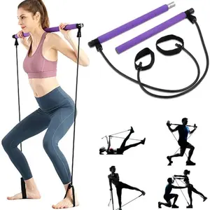 Portable Pilates Bar Kit with Exercise Toning Resistance Band Yoga Pilates Stick