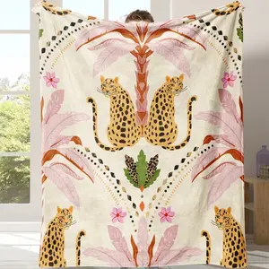 Luxurious Leopard Pattern Flannel Blanket, Leopard Print Blanket, Ultra-Soft Warm Plush Throw, Perfect for Home Bedroom Sofa Travel, High-Quality Gift Idea