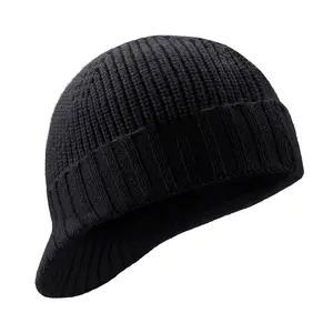 Knitted Wool Baseball Cap for Men | Soft & Lightweight Beanie with Brim for Skiing, Cycling & Outdoor Sports