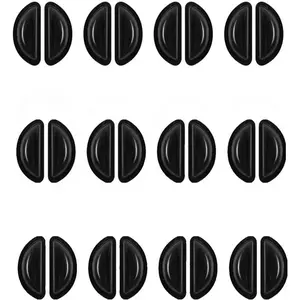12 Pairs Soft  Adhesive Eyeglass Nose Pads Non Slip with 3.5 Mm/ 0.4 Inch Thickness Air Bag for  Type Full Plastic Frames, Sunglasses, Reading Glasses (Black)