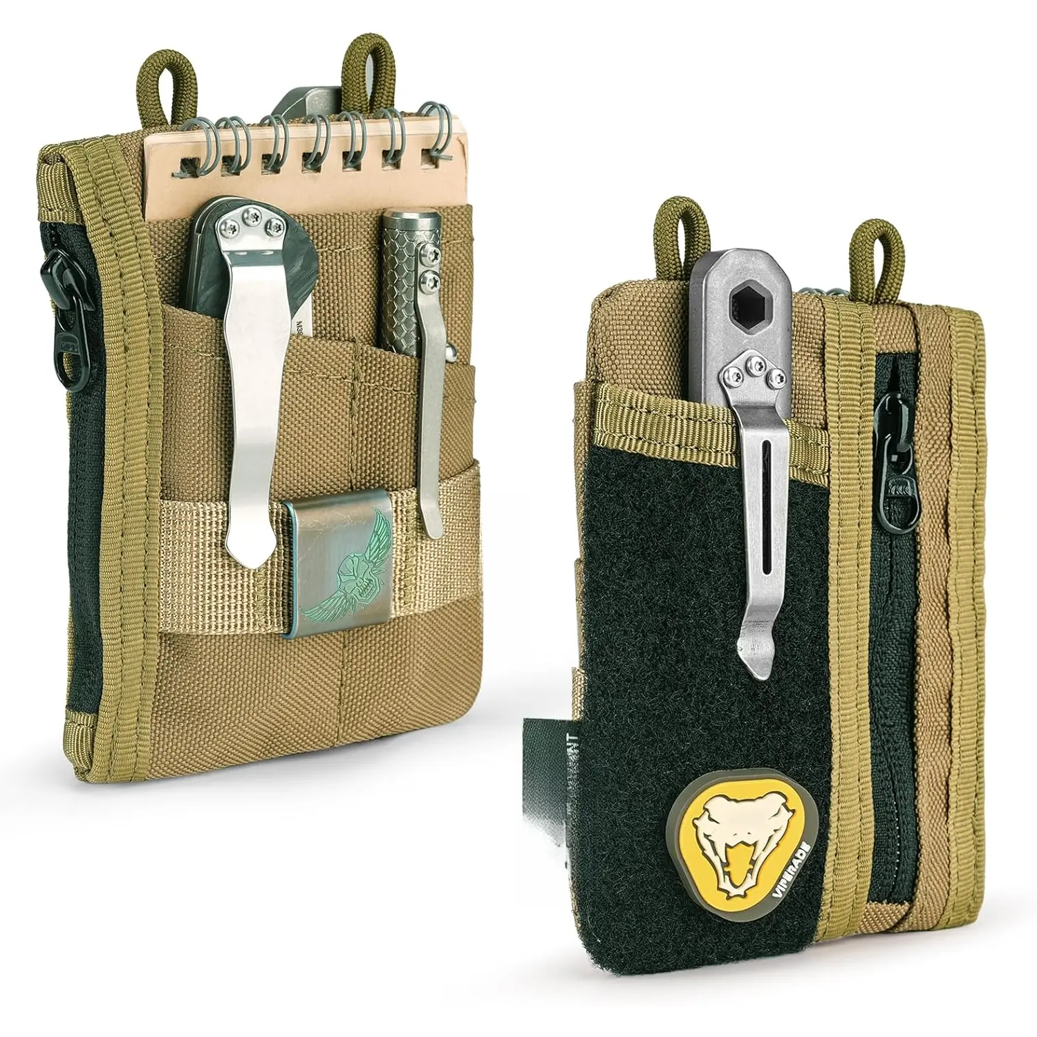 VE18-S Small EDC Pouch, Mini EDC Pocket Organizer for Men, EDC Pocket Organizer, 3 Slots with 2 Zipper Pockets Multitool Pouch