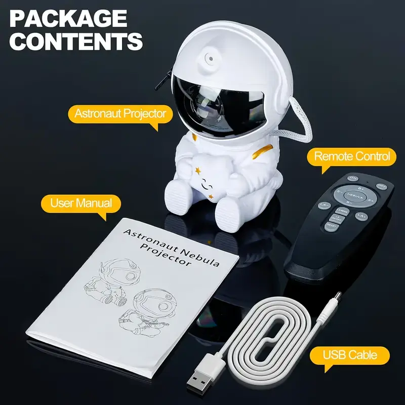 Astronaut-designed projection lamp (with remote control) for men and women, suitable for living room and bedroom projection nebula light