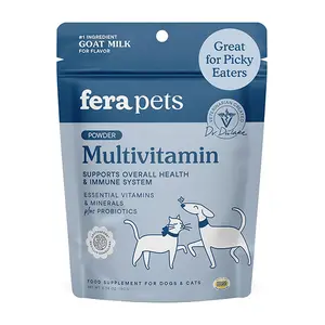 Goat Milk Powder Topper for Dogs & Cats, Multivitamin with Probiotics, Supports Gut Health, Immune System & Overall Wellness, 60 tsp