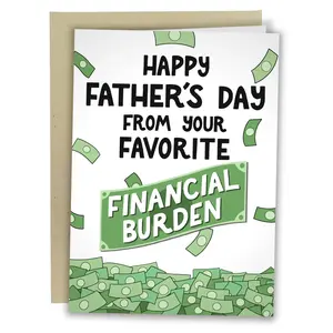 Funny Father's Day Card with Blank Inside, "Financial Burden" Rude Greeting Card for Dad, DIY Personalized Heavyweight Cardstock with Envelope, Hilarious Gift from Son or Daughter