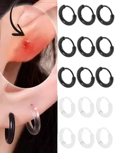 Invisible Resin Clear Ear Hoop Earrings, Prevent Allergy, Transparent Bioplast, Cartilage Helix Piercing Jewelry, 10/20pcs