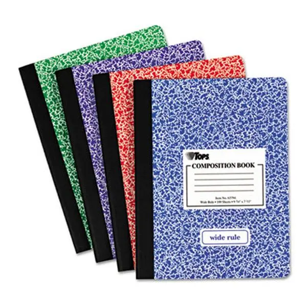 TOPS 63794 Composition Notebook - Hard Cover, Wide Rule, 9.75x7.5in, 100 White Sheets Pad, School Stationery, Study Notebook, Office Journal, Composition Notebook Cover