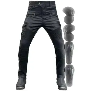 Black Leather Riding Pants Motocross Pants CE-Upgraded Hip/Knee Armor Used for Motorcycles, Skiing, Adventure