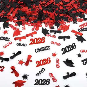 Black Red Graduation Confetti 2026 Class of 2026 Table Confetti Graduation Party Decorations for Kindergarten Preschool High School College