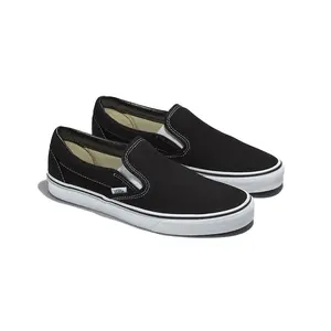 VANS Women's Stylish Classic Slip-On Shoe, Black VN000EYEBLK1 Low-Profile Canvas Upper, Supportive Padded Collar, Rubber Waffle Outsole Iconic Footwear