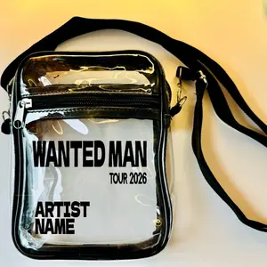 Custom Wanted Man Tour Benson B. Clear Crossbody Bag with Removable Strap and Front Pocket Concert & Stadium Approved