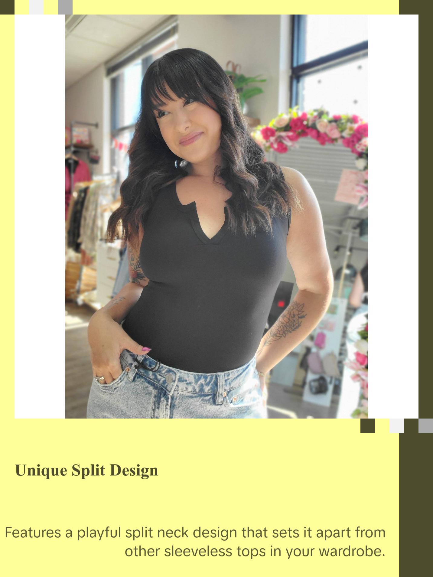 Split Neck Sleeveless Top